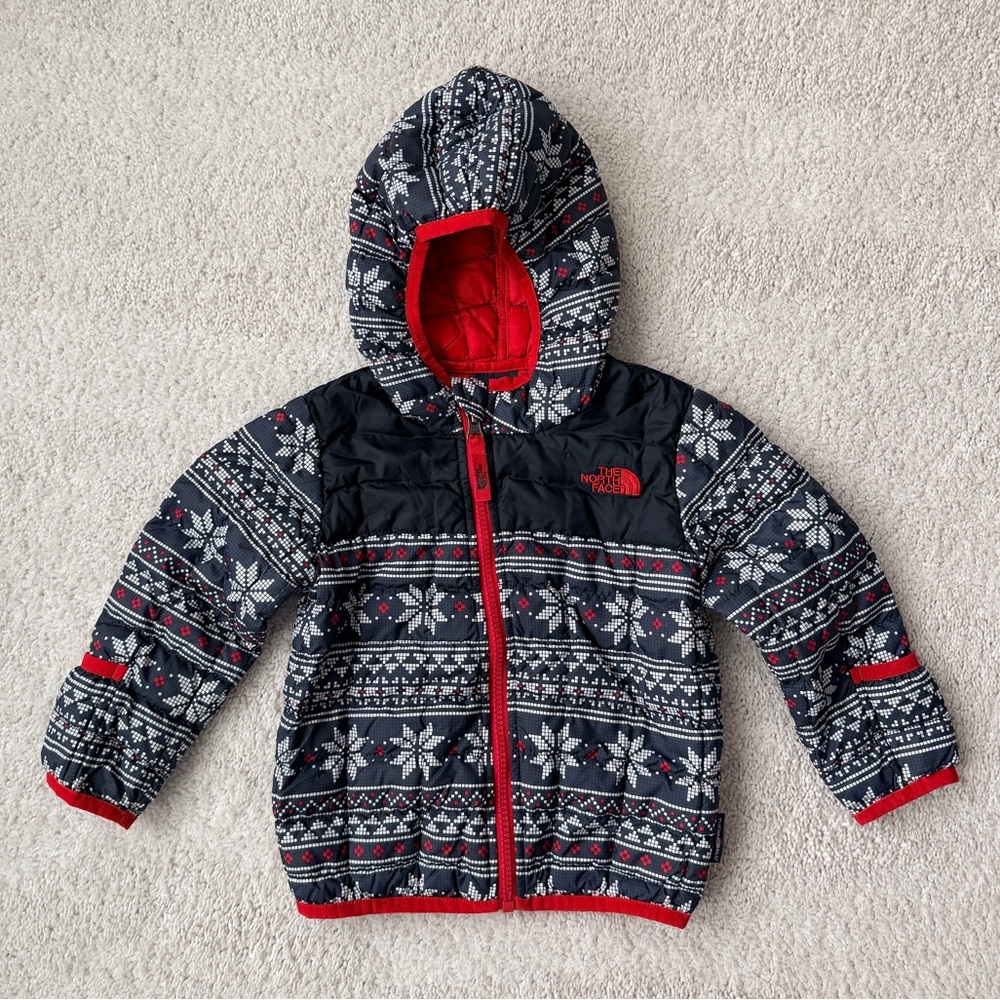 The North Face Kids' Black and Red Patterned Jacket